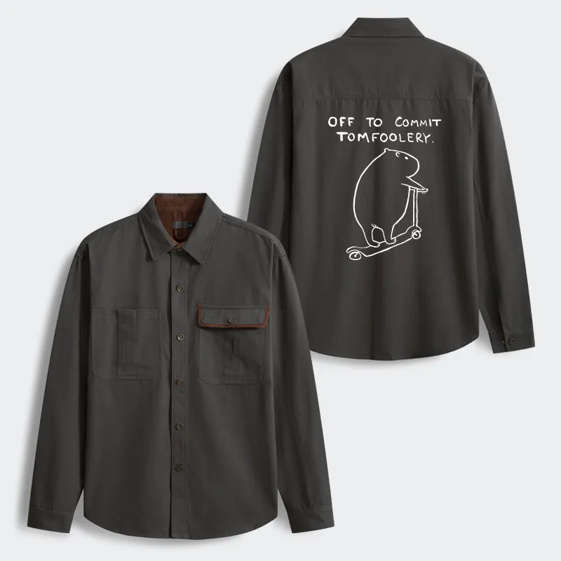 Tokyo-Tiger Capybara Is Ready To Do Something Bad Men's Corduroy Work Jacket