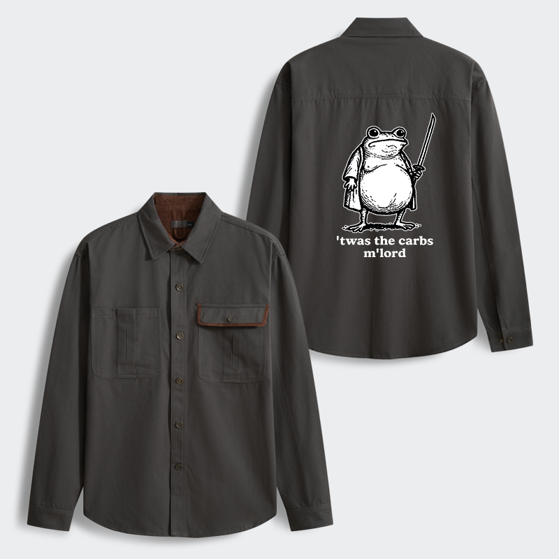 Tokyo-Tiger Funny Fat Samurai Frog Men's Corduroy Work Jacket