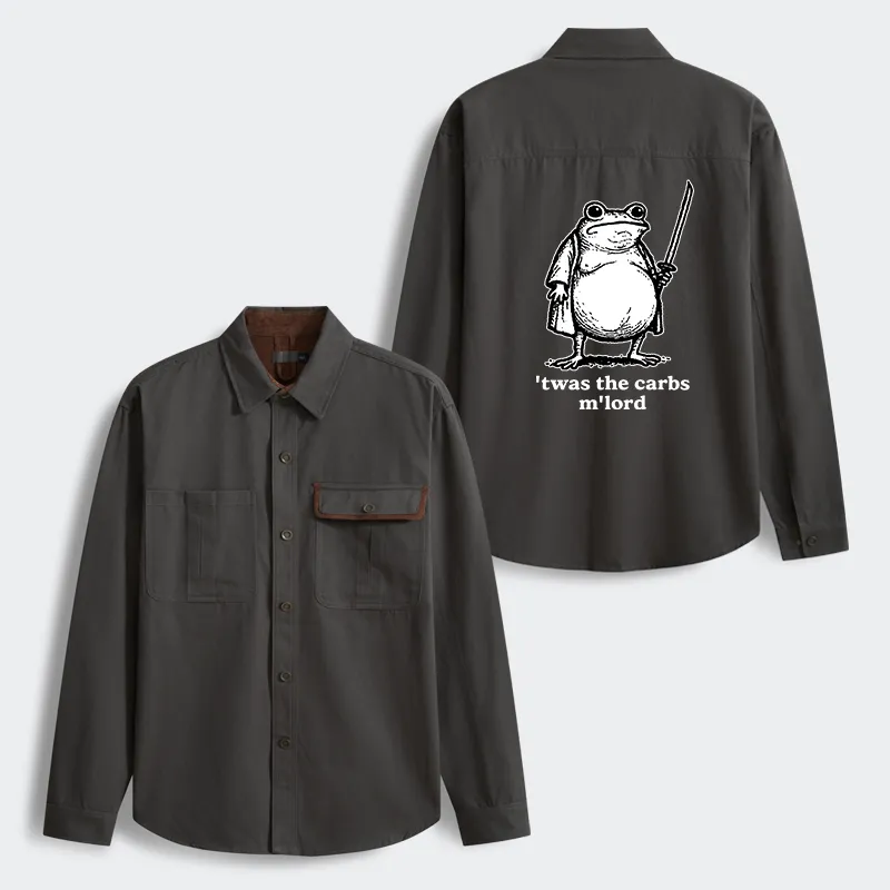 Tokyo-Tiger Funny Fat Samurai Frog Men's Corduroy Work Jacket