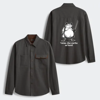 Tokyo-Tiger Funny Fat Samurai Frog Men's Corduroy Work Jacket