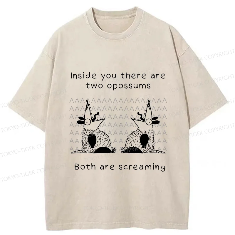 Tokyo-Tiger Screaming Opossums Washed T-Shirt