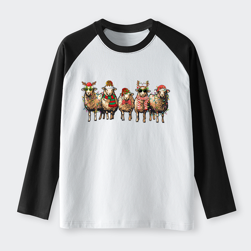 Tokyo-Tiger Christmas Sheep Raglan Long Sleeve T-shirt