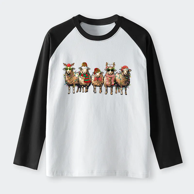 Tokyo-Tiger Christmas Sheep Raglan Long Sleeve T-shirt