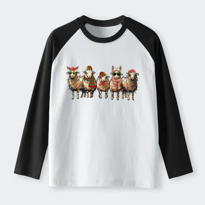 Tokyo-Tiger Christmas Sheep Raglan Long Sleeve T-shirt