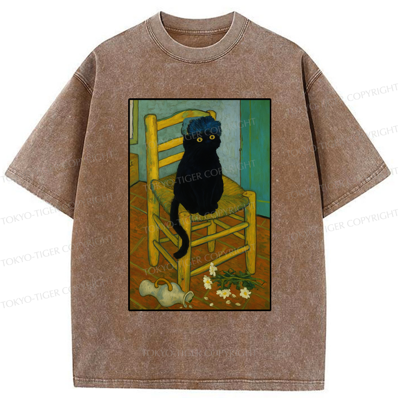 Tokyo-Tiger Black Cat or Van Gogh Washed T-Shirt