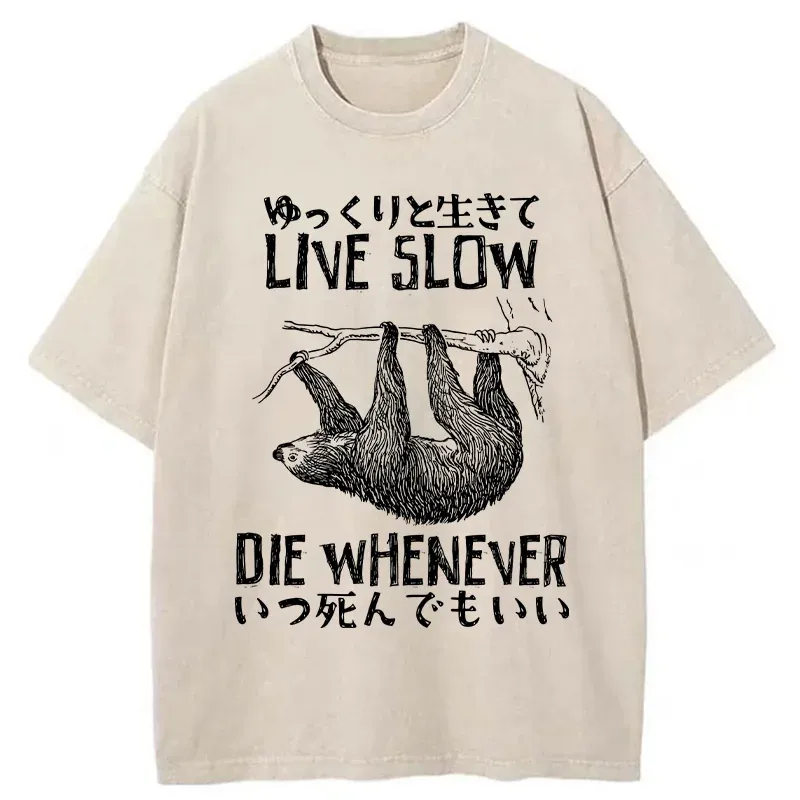 Tokyo-Tiger Slow-living Sloth Washed T-Shirt