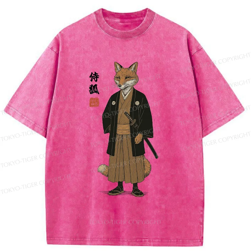 Tokyo-Tiger Fox Samurai Washed T-Shirt