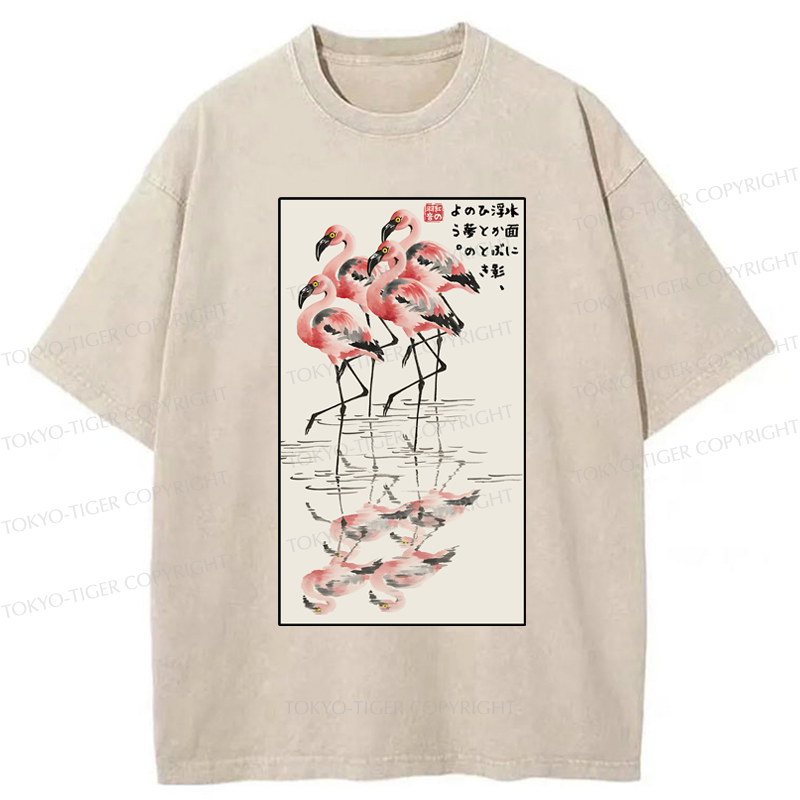 Tokyo-Tiger Flamingo's Grace Washed T-Shirt