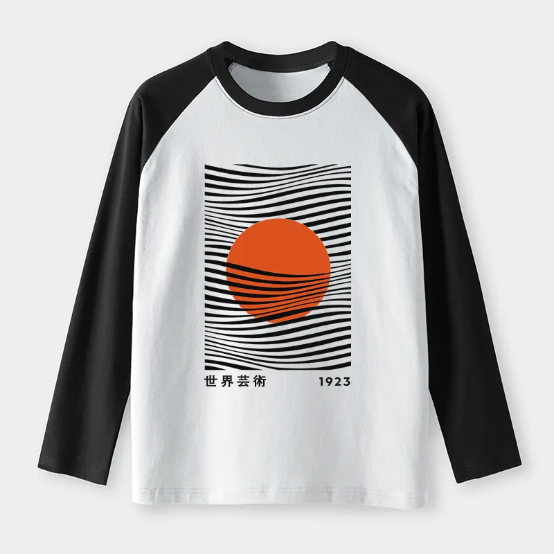 Tokyo-Tiger Minimalist Art Sun Raglan Long Sleeve T-shirt