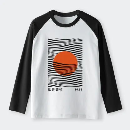 Tokyo-Tiger Minimalist Art Sun Raglan Long Sleeve T-shirt