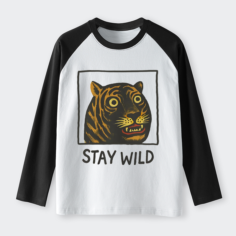Tokyo-Tiger Silly And Cute Tiger Raglan Long Sleeve T-shirt