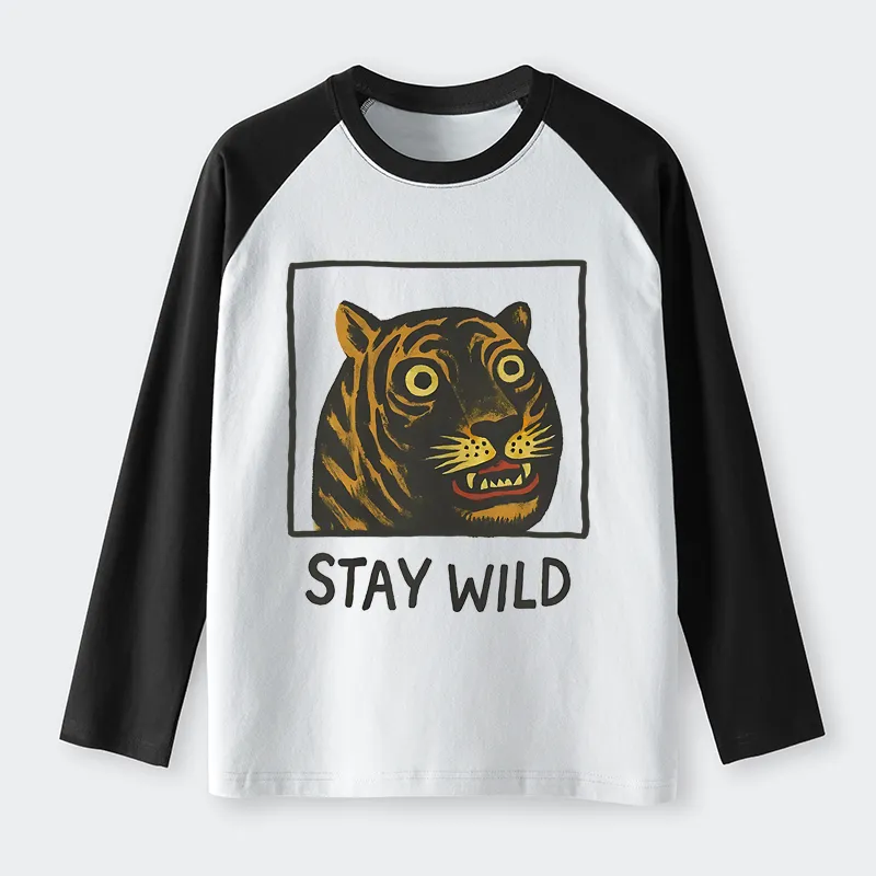Tokyo-Tiger Silly And Cute Tiger Raglan Long Sleeve T-shirt