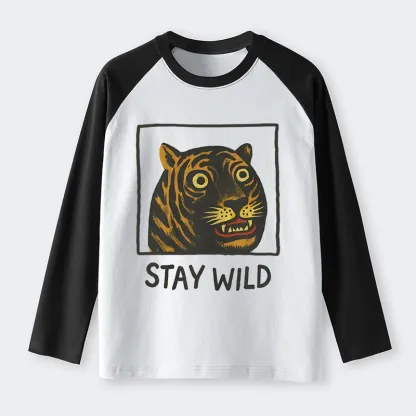 Tokyo-Tiger Silly And Cute Tiger Raglan Long Sleeve T-shirt