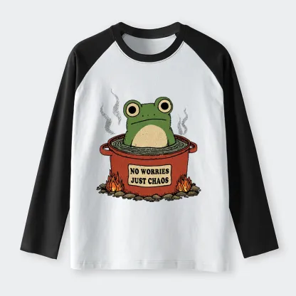 Tokyo-Tiger Frog：No Worries，Just Chaos Raglan Long Sleeve T-shirt