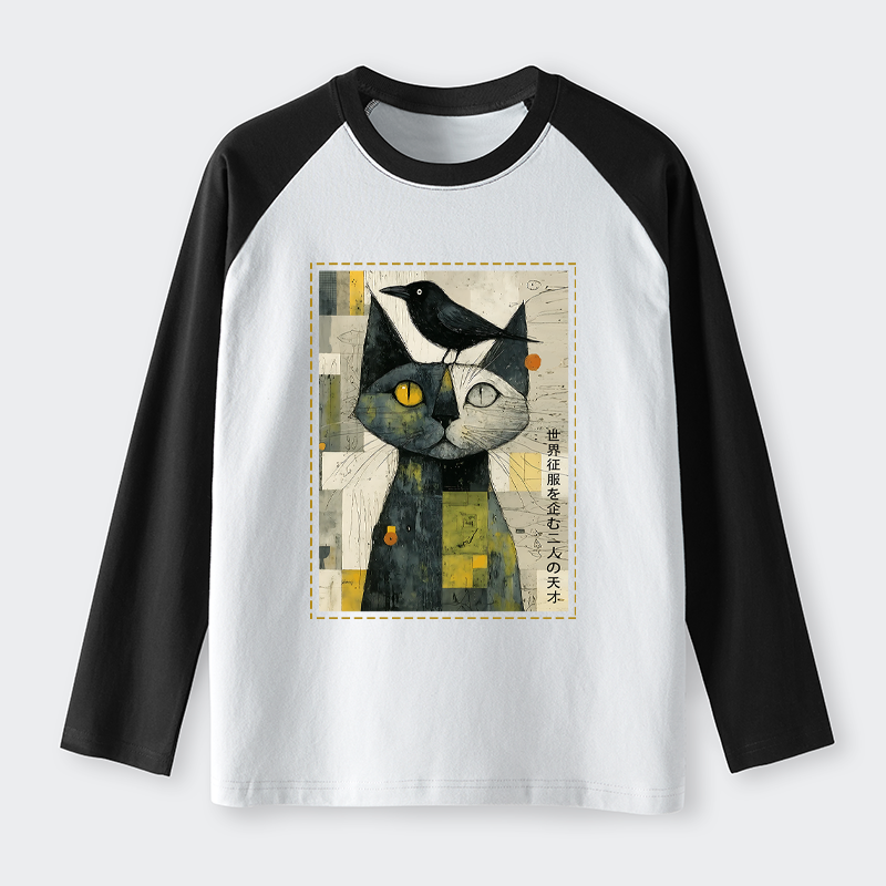 Tokyo-Tiger The Cat And The Crow Are Planning To Rule The World Raglan Long Sleeve T-shirt