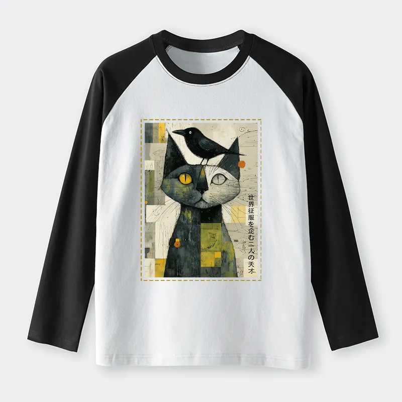 Tokyo-Tiger The Cat And The Crow Are Planning To Rule The World Raglan Long Sleeve T-shirt