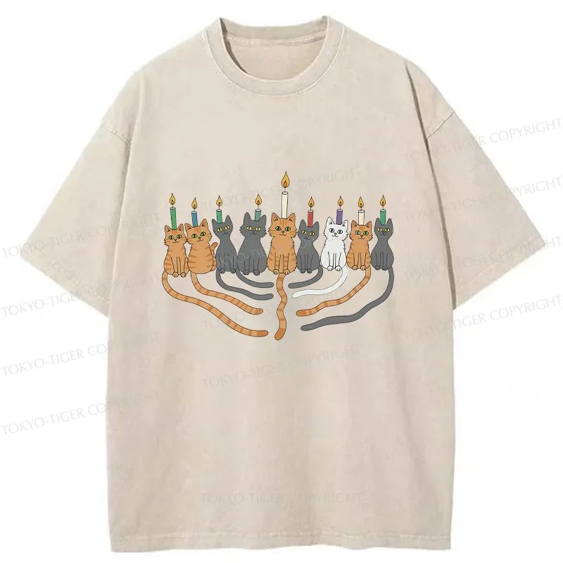 Tokyo-Tiger Hanukkah Cat Washed T-Shirt