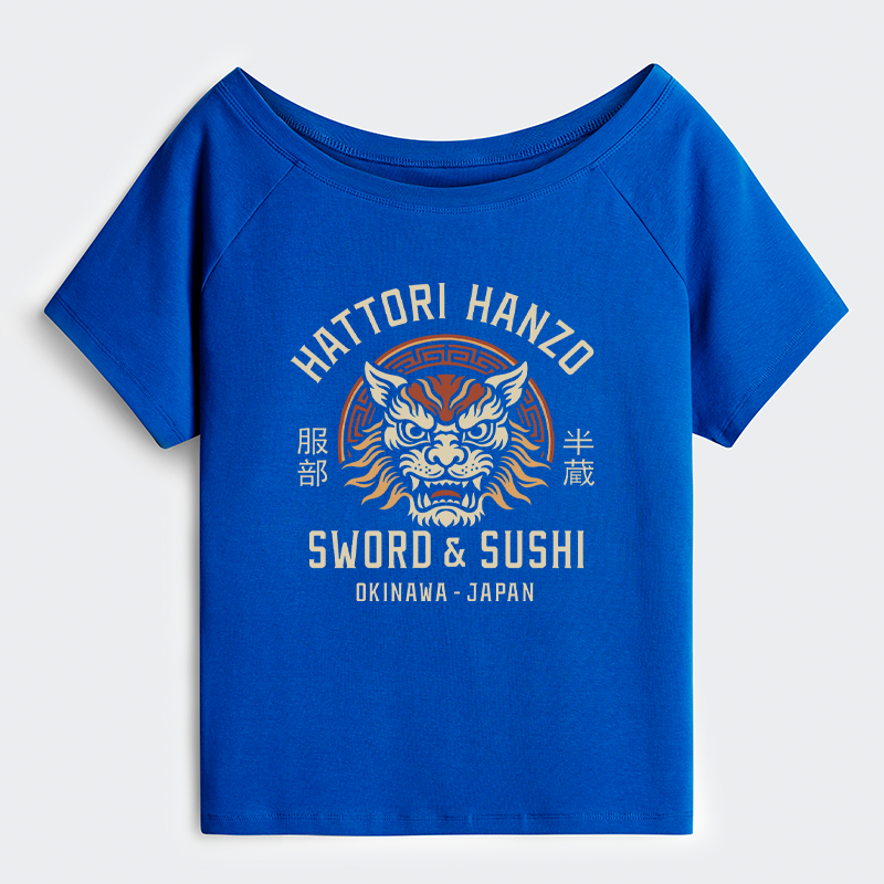 Tokyo-Tiger Hattori Lion Japanese Samurai Off Shoulder T-Shirt