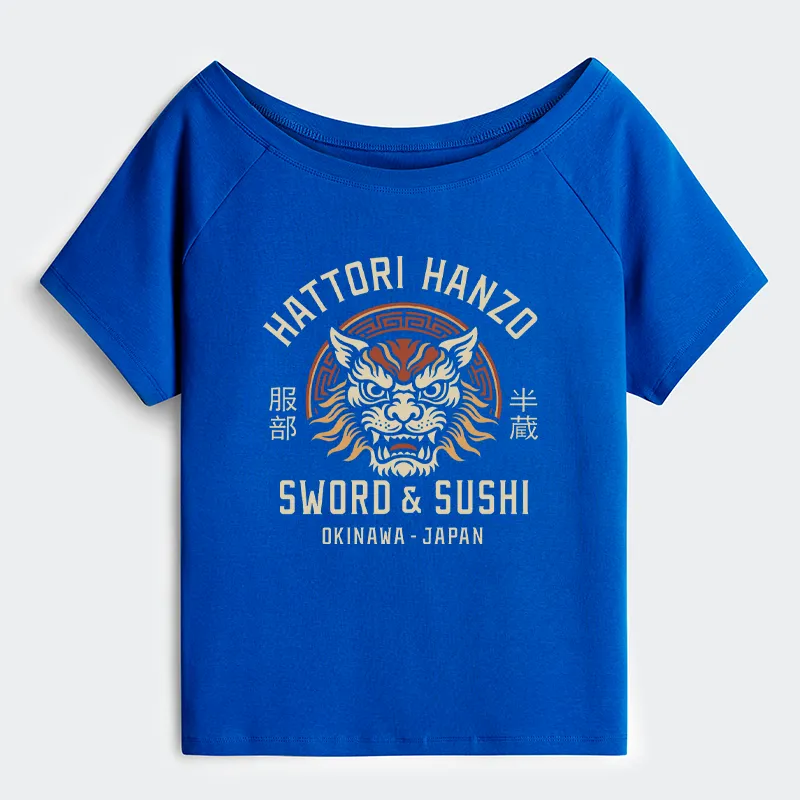 Tokyo-Tiger Hattori Lion Japanese Samurai Off Shoulder T-Shirt