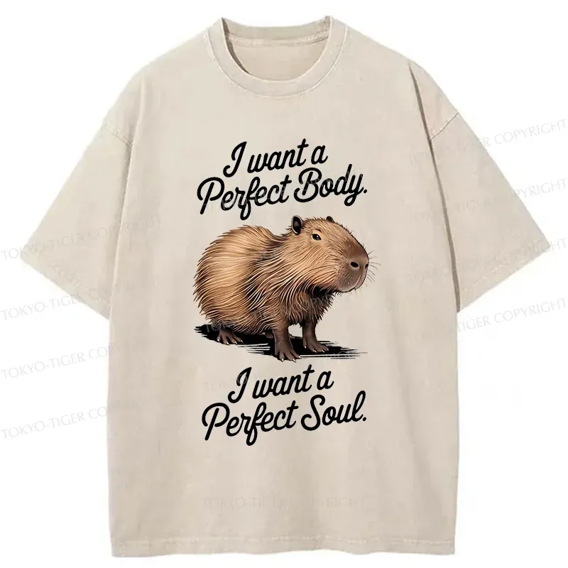 Tokyo-Tiger Capybaras Want Perfection Washed T-Shirt