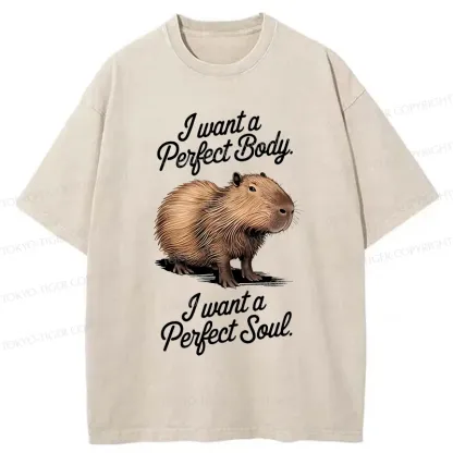 Tokyo-Tiger Capybaras Want Perfection Washed T-Shirt