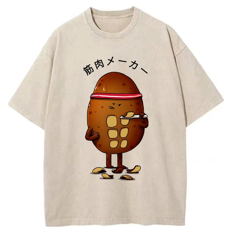 Tokyo-Tiger Muscle Builder Potato Washed T-Shirt