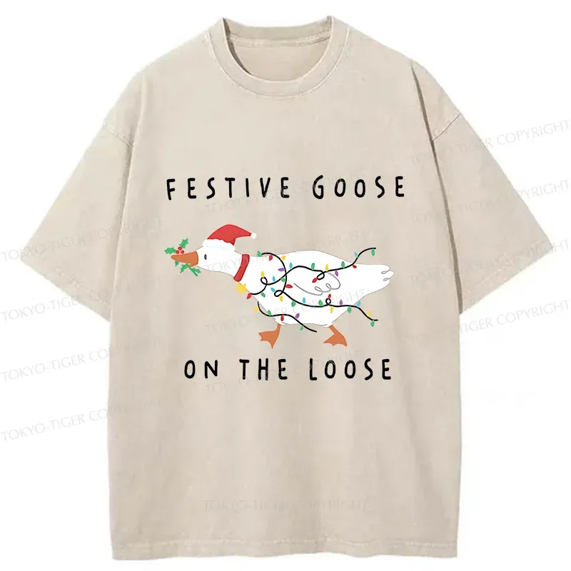 Tokyo-Tiger Stupid Goose Christmas Washed T-Shirt