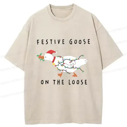 Tokyo-Tiger Stupid Goose Christmas Washed T-Shirt