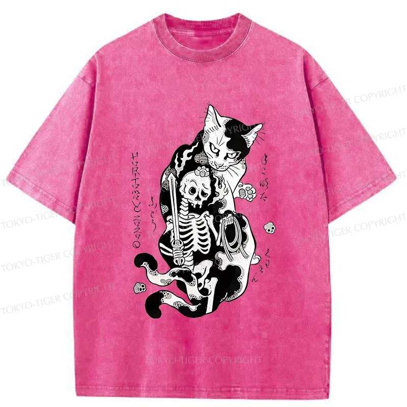 Tokyo-Tiger Tattooed Cat Washed T-Shirt