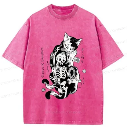 Tokyo-Tiger Tattooed Cat Washed T-Shirt