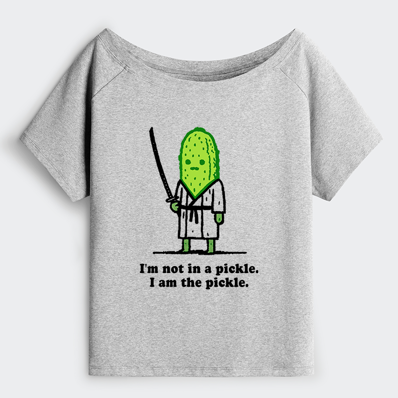 Tokyo-Tiger Funny Cucumber Samurai Off Shoulder T-Shirt