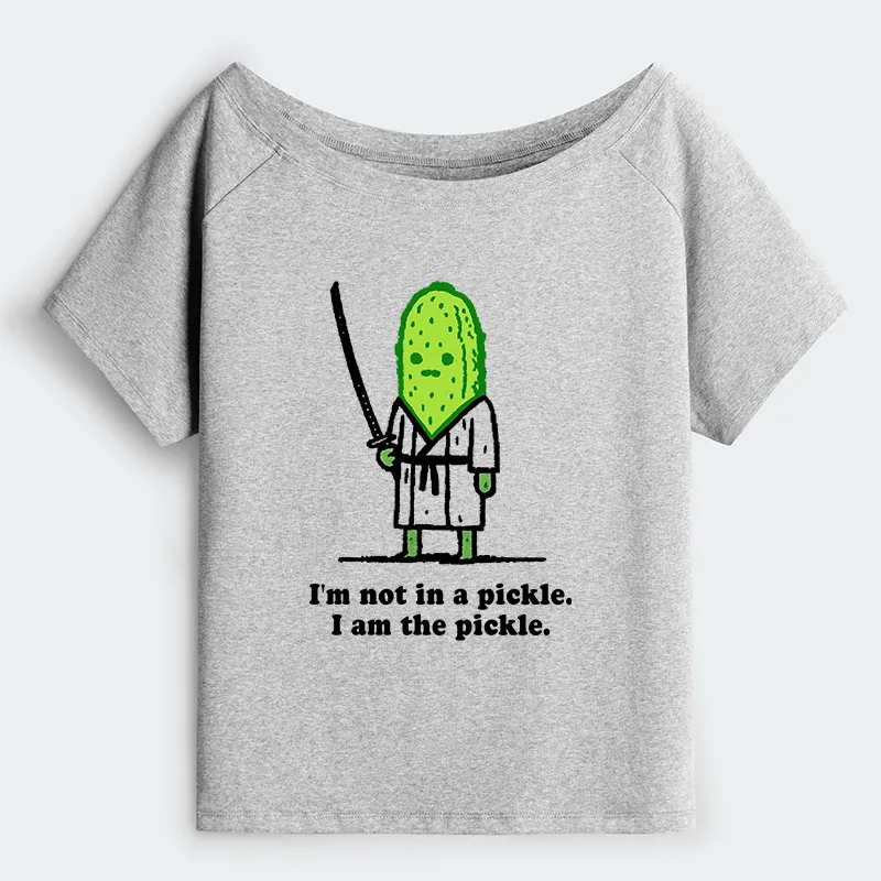 Tokyo-Tiger Funny Cucumber Samurai Off Shoulder T-Shirt