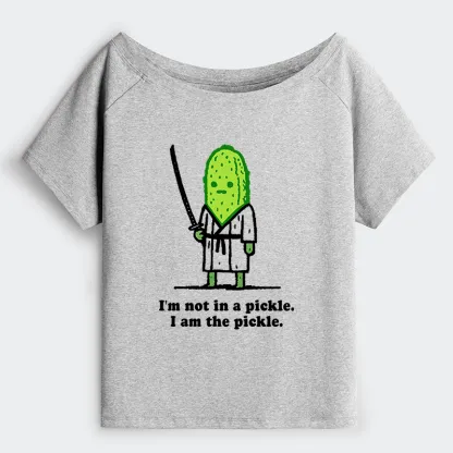 Tokyo-Tiger Funny Cucumber Samurai Off Shoulder T-Shirt