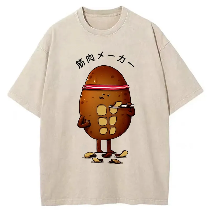 Tokyo-Tiger Muscle Builder Potato Washed T-Shirt