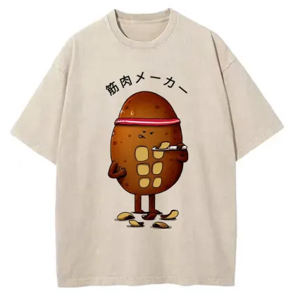 Tokyo-Tiger Muscle Builder Potato Washed T-Shirt