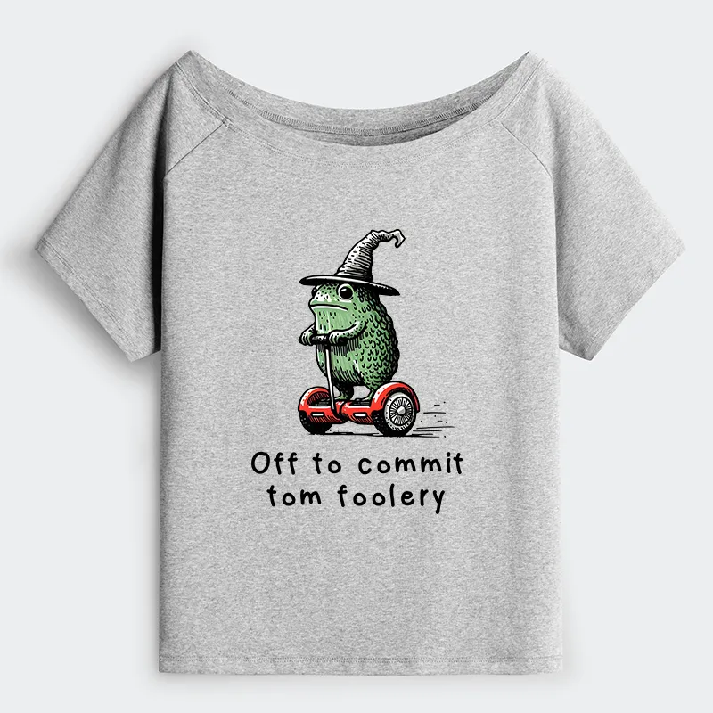 Tokyo-Tiger Frog Riding A Balance Scooter Off Shoulder T-Shirt