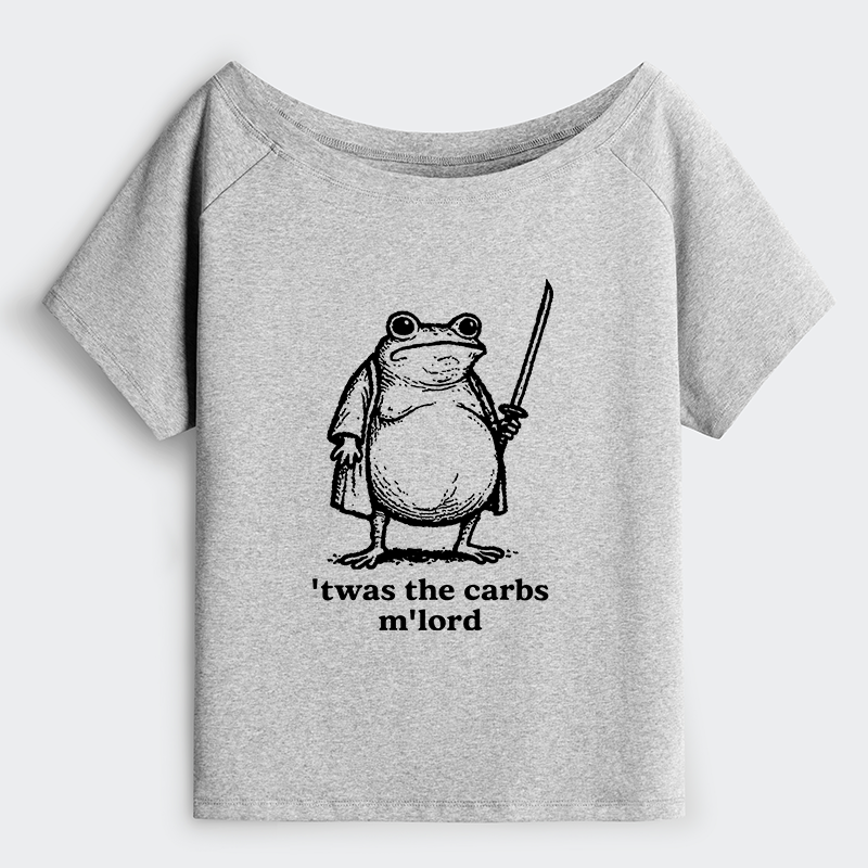 Tokyo-Tiger Funny Fat Samurai Frog Off Shoulder T-Shirt