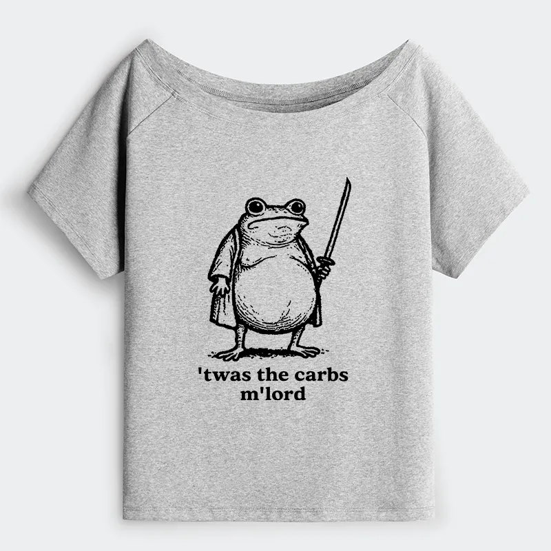 Tokyo-Tiger Funny Fat Samurai Frog Off Shoulder T-Shirt