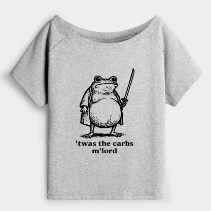 Tokyo-Tiger Funny Fat Samurai Frog Off Shoulder T-Shirt