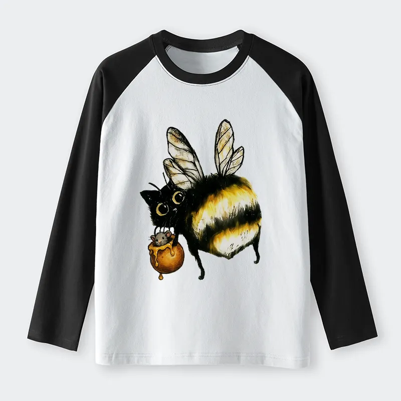 Tokyo-Tiger Cute Catbee Butt Raglan Long Sleeve T-shirt