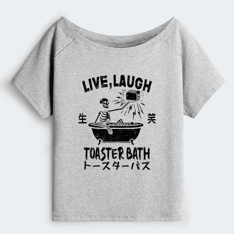 Tokyo-Tiger Funny Electric Shock Skeleton Off Shoulder T-Shirt