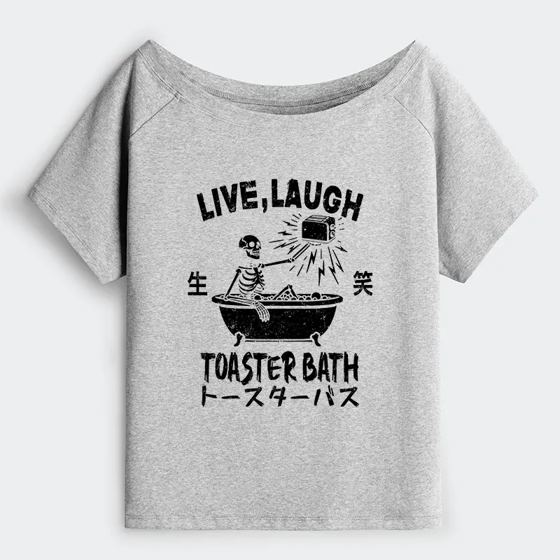 Tokyo-Tiger Funny Electric Shock Skeleton Off Shoulder T-Shirt