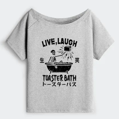 Tokyo-Tiger Funny Electric Shock Skeleton Off Shoulder T-Shirt