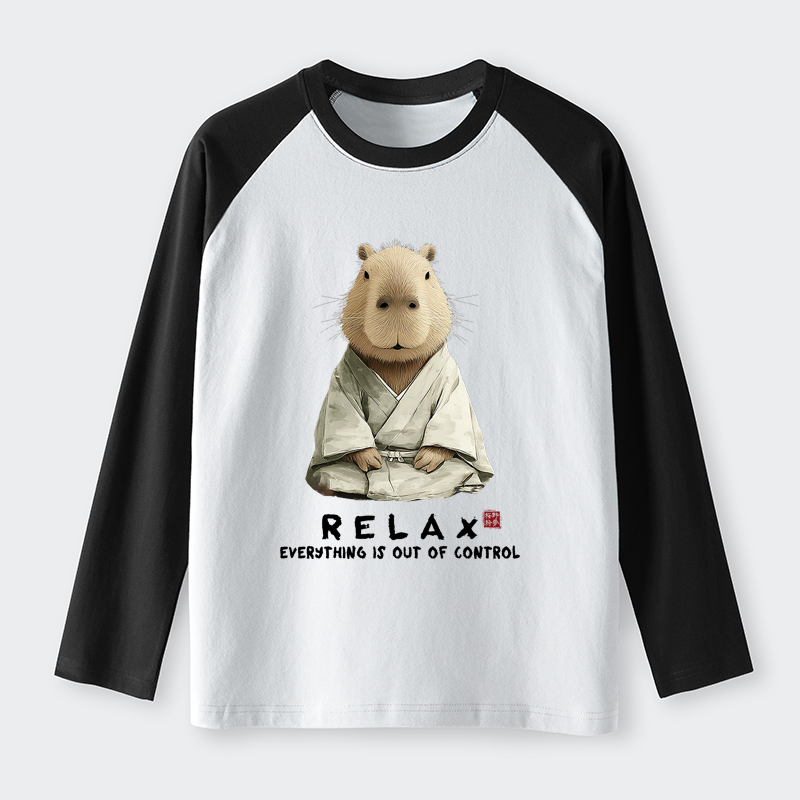 Tokyo-Tiger Zen Capybara：Relax, It's All Chaos Raglan Long Sleeve T-shirt