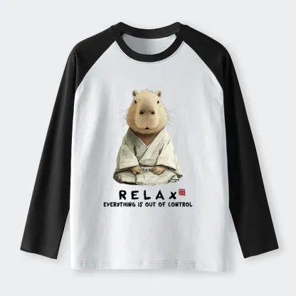 Tokyo-Tiger Zen Capybara：Relax, It's All Chaos Raglan Long Sleeve T-shirt