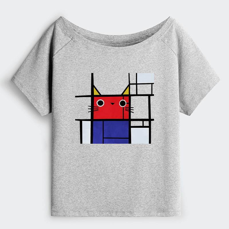 Tokyo-Tiger Abstract Art Cat Off Shoulder T-Shirt