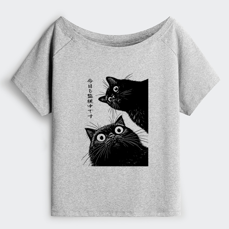 Tokyo-Tiger The Cat Is Watching Today Off Shoulder T-Shirt
