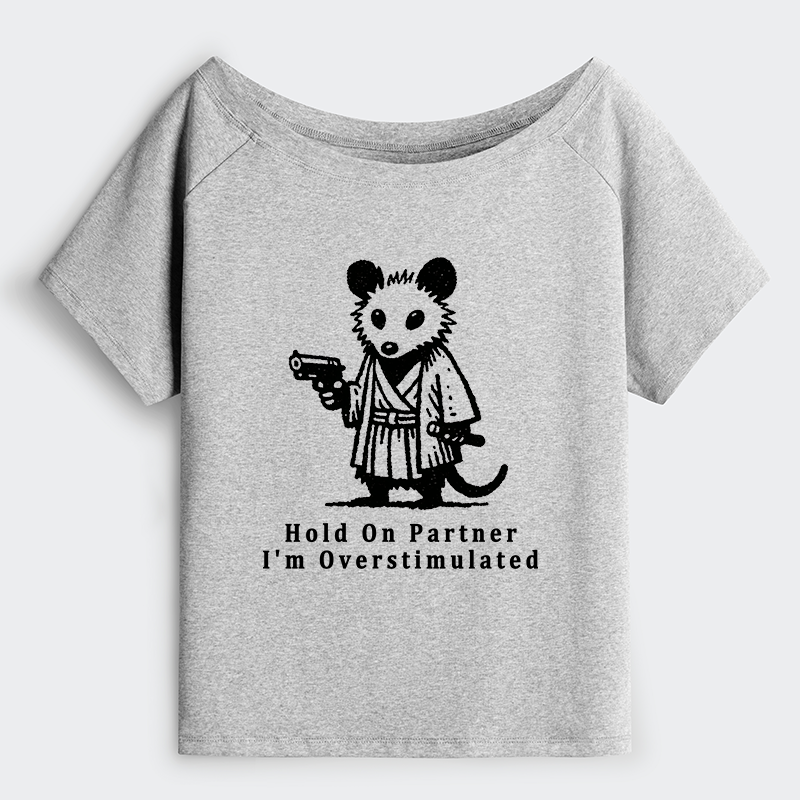 Tokyo-Tiger Funny Possum Samurai Off Shoulder T-Shirt