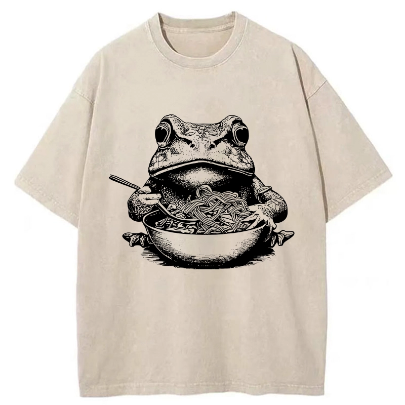 Tokyo-Tiger Obsessed With Ramen Frog Washed T-Shirt
