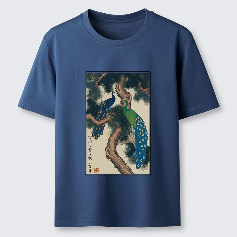 Tokyo-Tiger Peacocks in Snowy Pines Classic T-Shirt